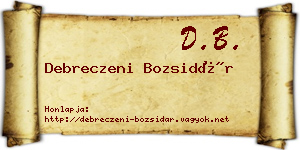 Debreczeni Bozsidár névjegykártya